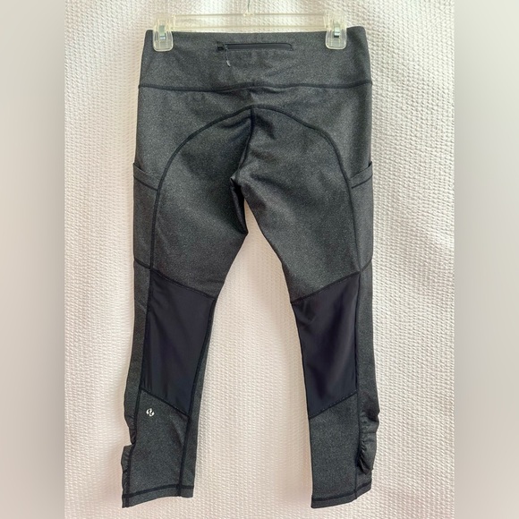 Lululemon Pace Rival Gray Black Crop Mesh Leggings Size: 6 - Picture 2 of 7